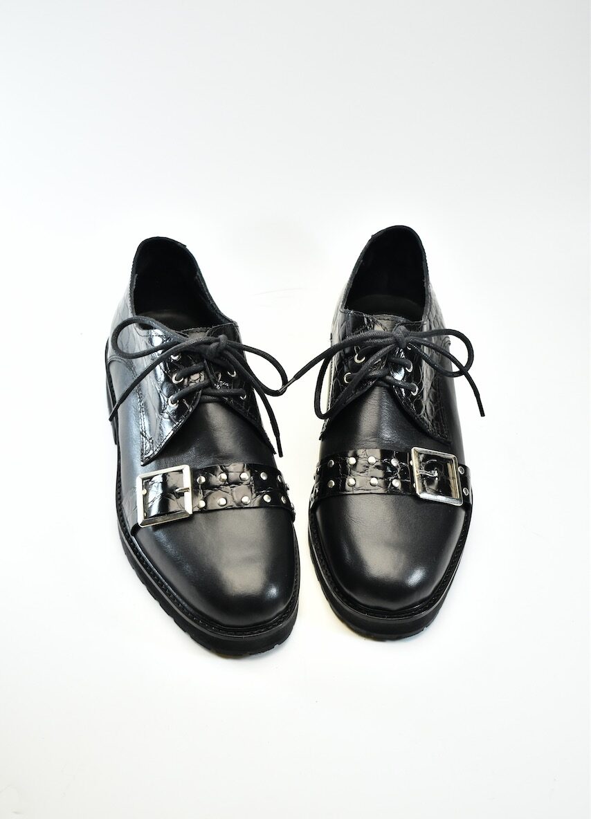 DERBY Single – Croco Black